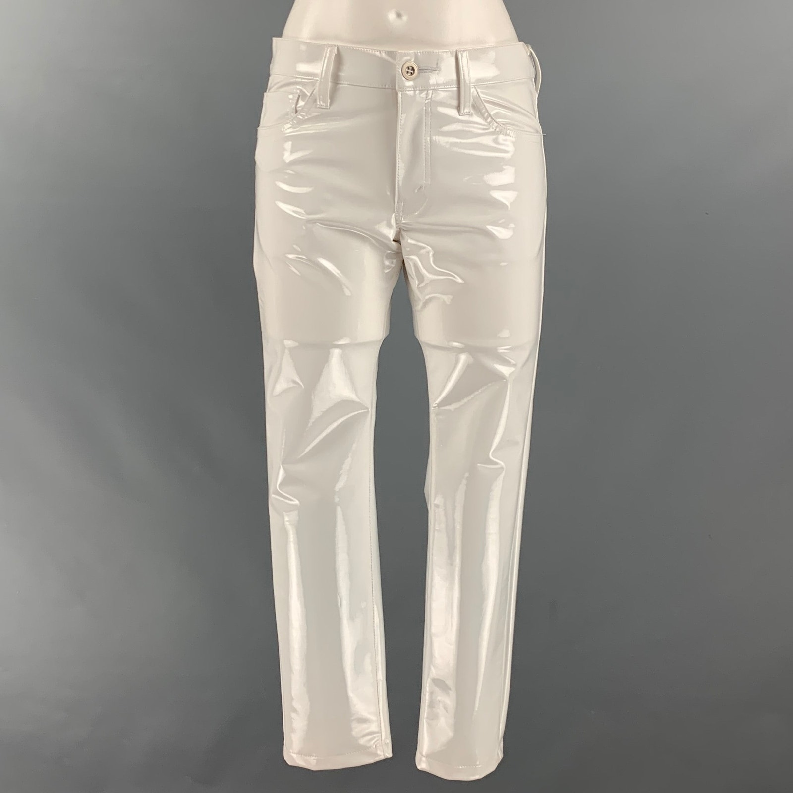 Junya Watanabe Size S White Polyester Solid Jean Cut Casual Pants